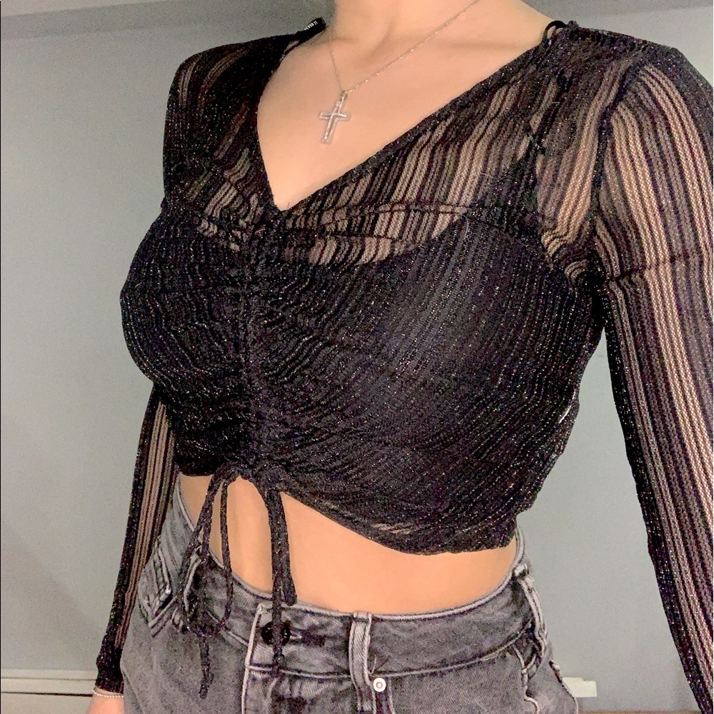 SHEER SPARKLY LONG-SLEEVE